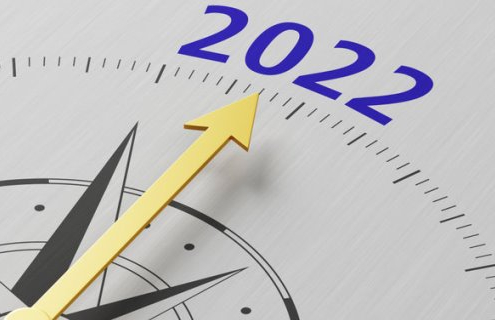 Compass needle pointing to the text 2021 - 3d render