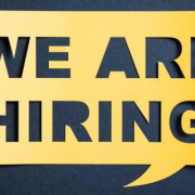 Banner with the phrase we are hiring cut.